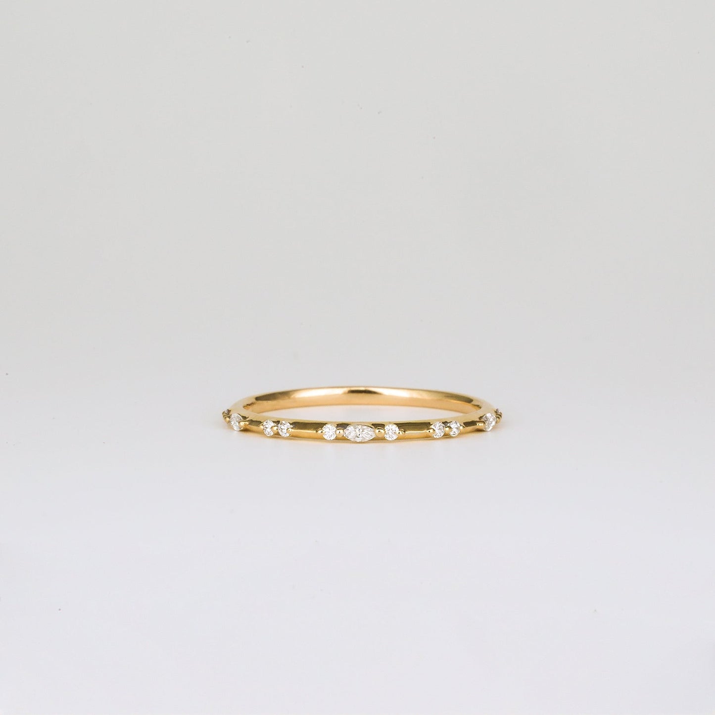 0.1 TCW Round & Marquise CVD Diamond Dainty Wedding Band