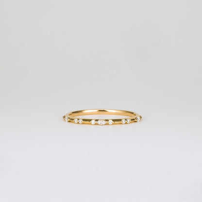 0.1 TCW Round & Marquise CVD Diamond Dainty Wedding Band