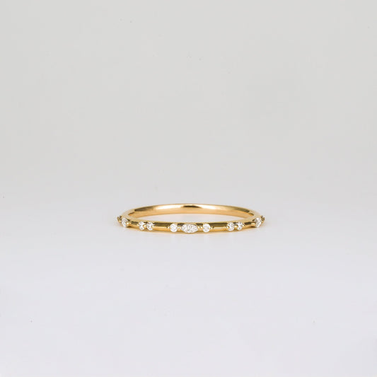 0.1 TCW Round & Marquise CVD Diamond Dainty Wedding Band