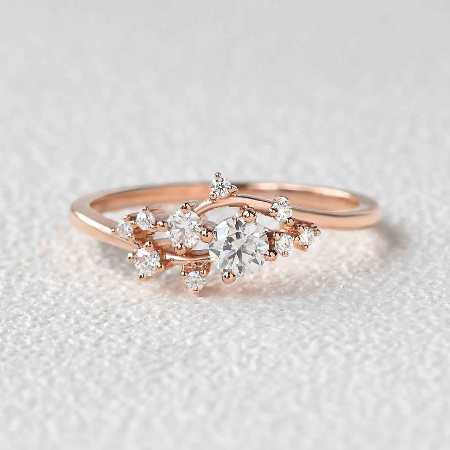 0.32 TCW Round Moissanite Cluster Wedding Band
