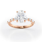 2 CT Oval Cut Dainty Pave Moissanite Engagement Ring
