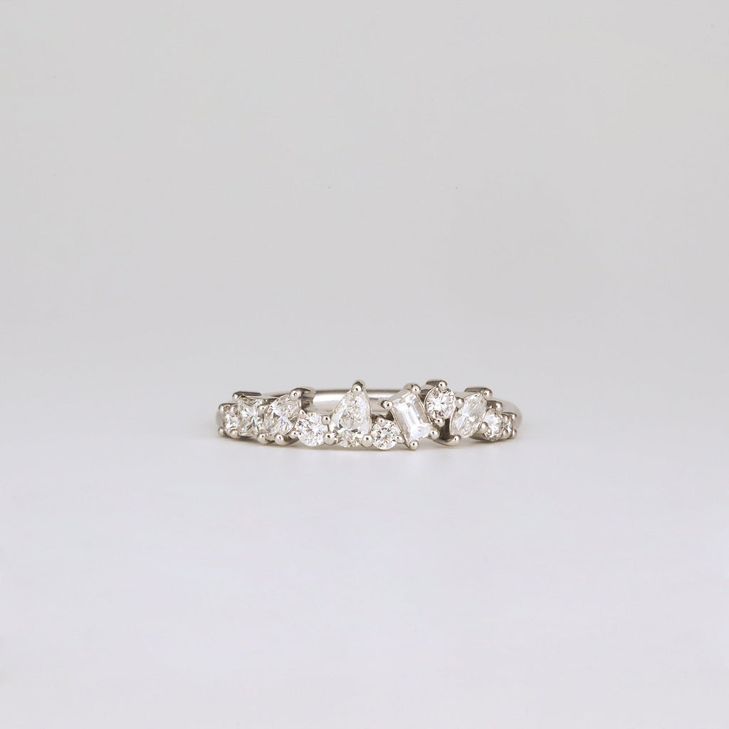 0.57 TCW Multi Shape CVD Diamond Cluster Pave Wedding Band