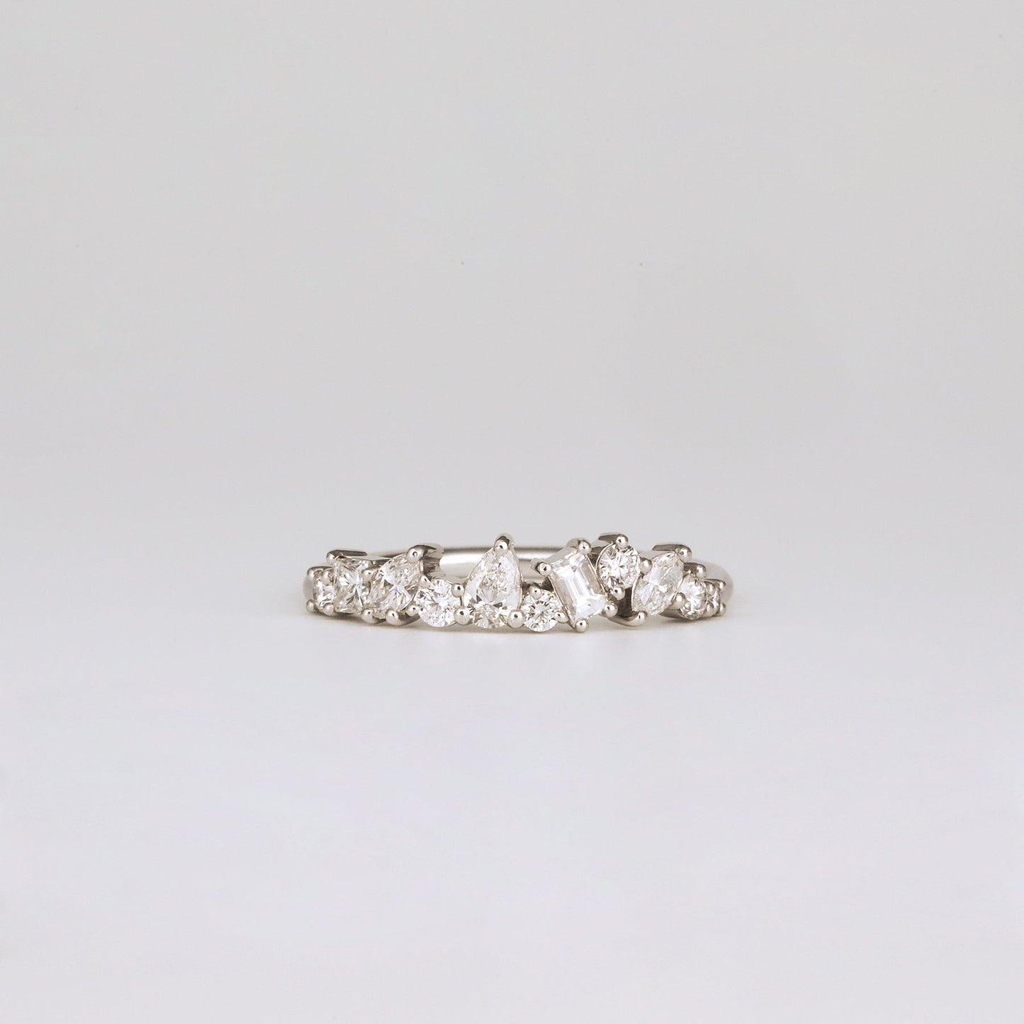 0.57 TCW Multi Shape CVD Diamond Cluster Pave Wedding Band