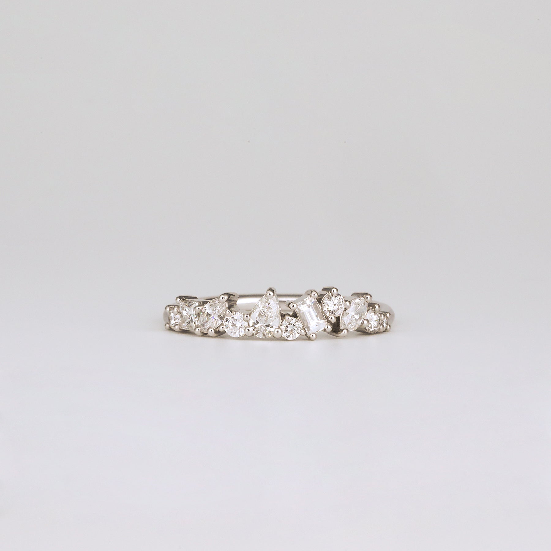 0.57 TCW Multi Shape CVD Diamond Cluster Pave Wedding Band