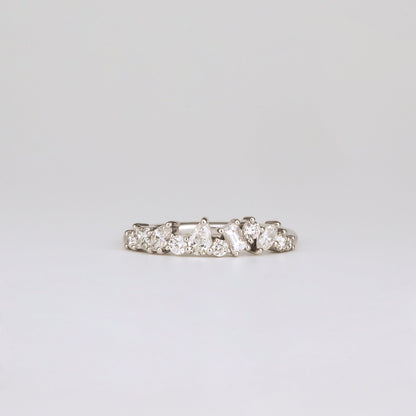 0.57 TCW Multi Shape CVD Diamond Cluster Pave Wedding Band