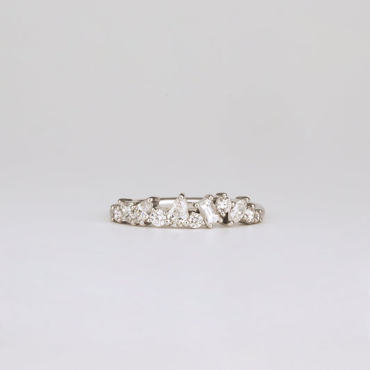 0.57 TCW Multi Shape CVD Diamond Cluster Pave Wedding Band