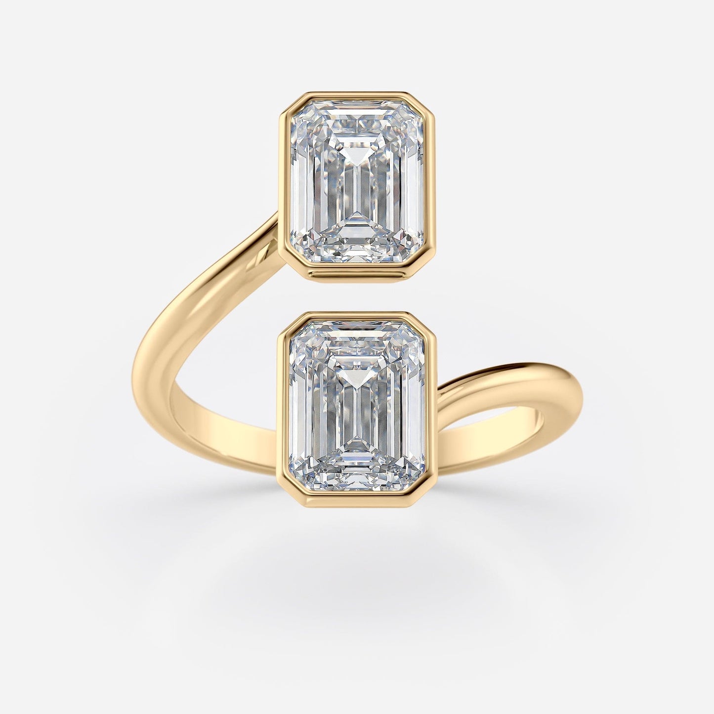 3 TCW Double Emerald Cut Bezel Bypass Moissanite Engagement Ring