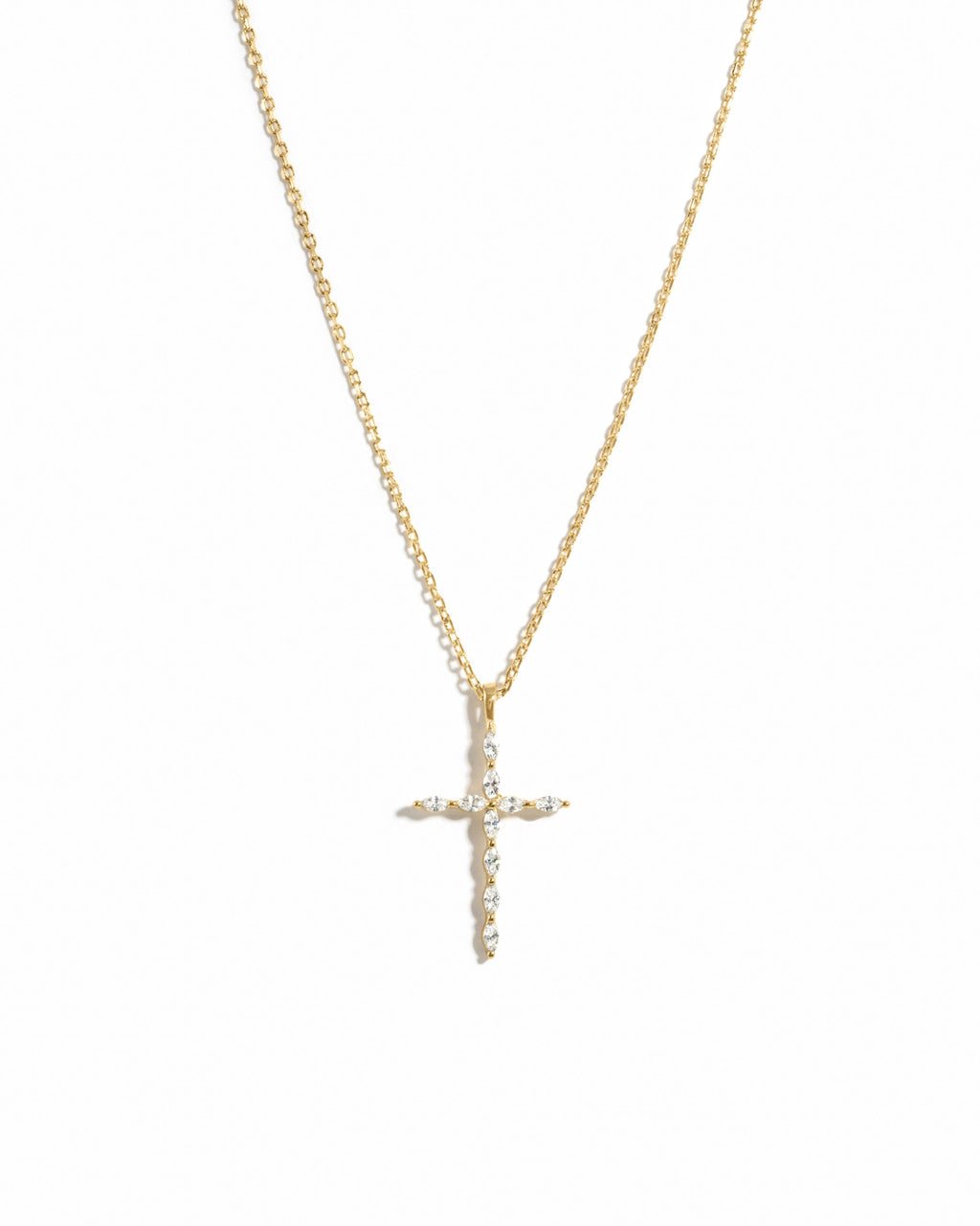 0.3 TCW Marquise Moissanite Diamond Cross Pendant Necklace