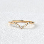 0.052 TCW Round Moissanite V-Shape Pave Wedding Band