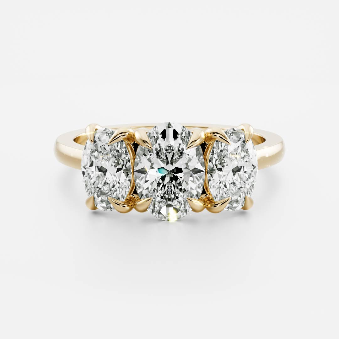 1 CT - 2 CT Oval Cut Three Stone Moissanite Engagement Ring