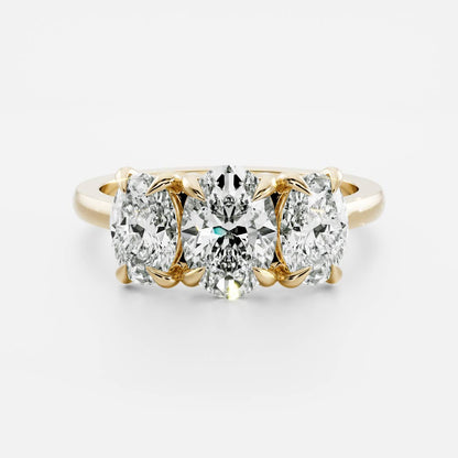 1 CT - 2 CT Oval Cut Three Stone Moissanite Engagement Ring