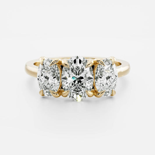 1 CT - 2 CT Oval Cut Three Stone Moissanite Engagement Ring