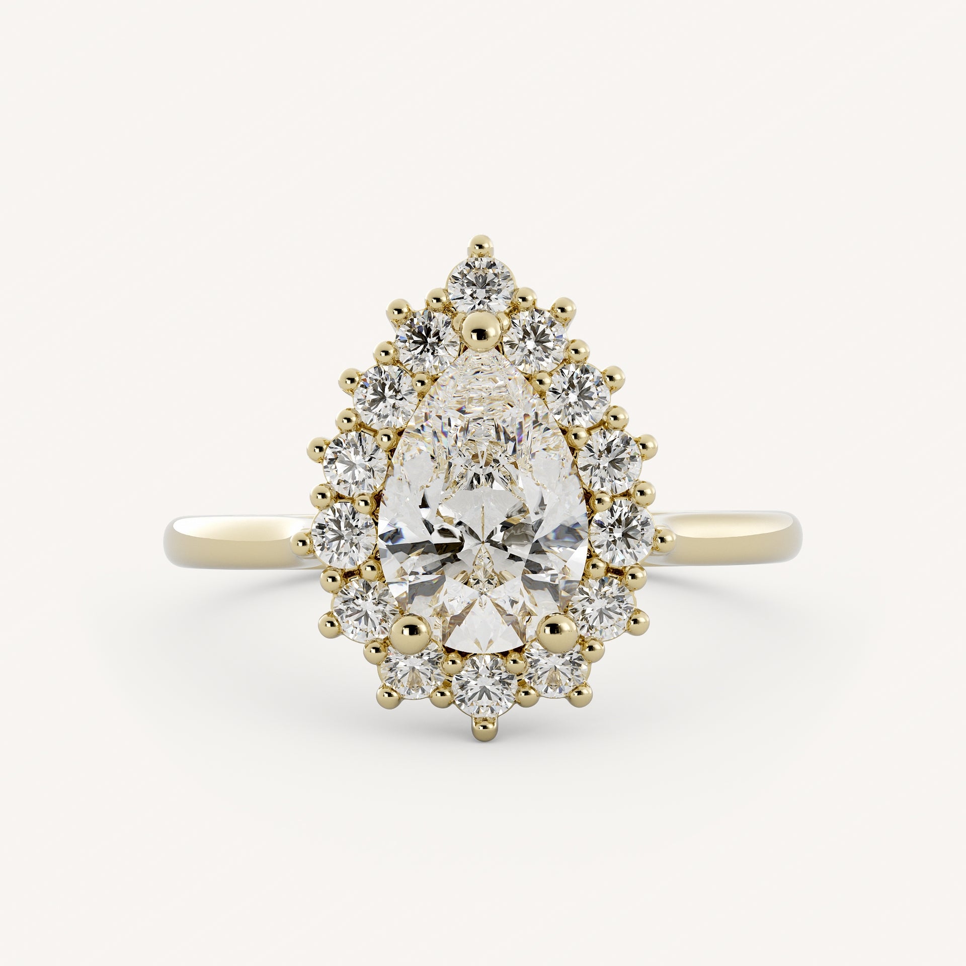 0.7 CT - 1.75 CT Pear Cut Lab grown Diamond Halo Engagement Ring