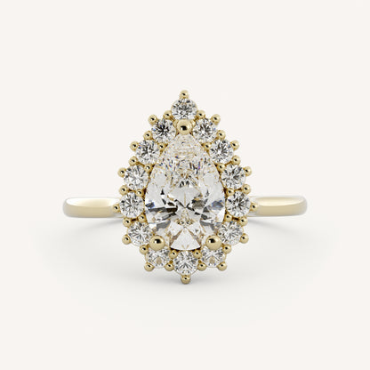 0.7 CT - 1.75 CT Pear Cut Lab grown Diamond Halo Engagement Ring