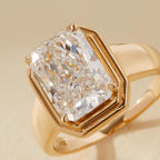 4 CT Radiant Cut Double Bezel Solitaire Moissanite Engagement Ring