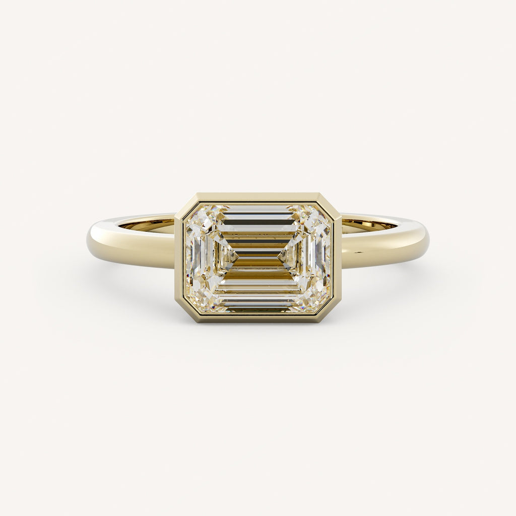 1 CT - 3 CT Emerald Cut Lab grown Diamond Bezel Setting Solitaire Engagement Ring