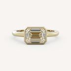 1 CT - 3 CT Emerald Cut Lab grown Diamond Bezel Setting Solitaire Engagement Ring