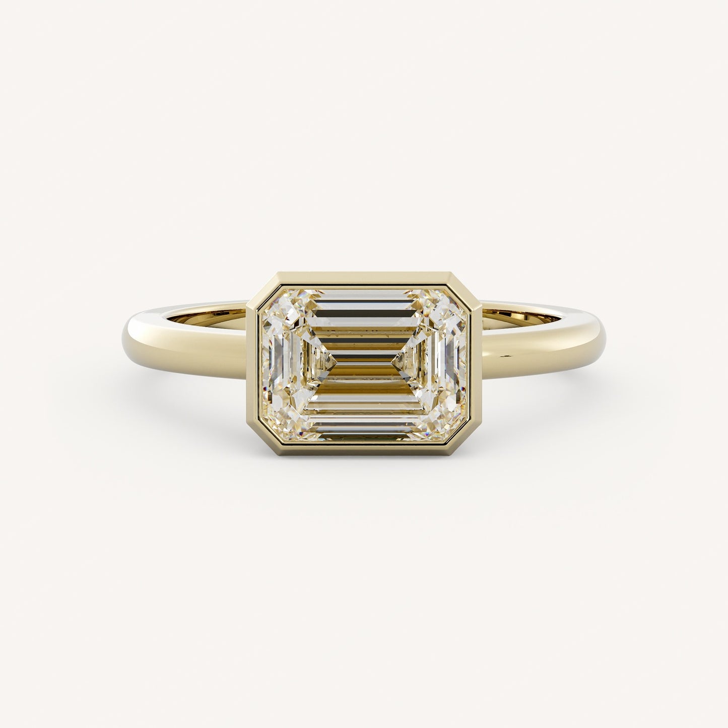 1 CT - 3 CT Emerald Cut Lab grown Diamond Bezel Setting Solitaire Engagement Ring