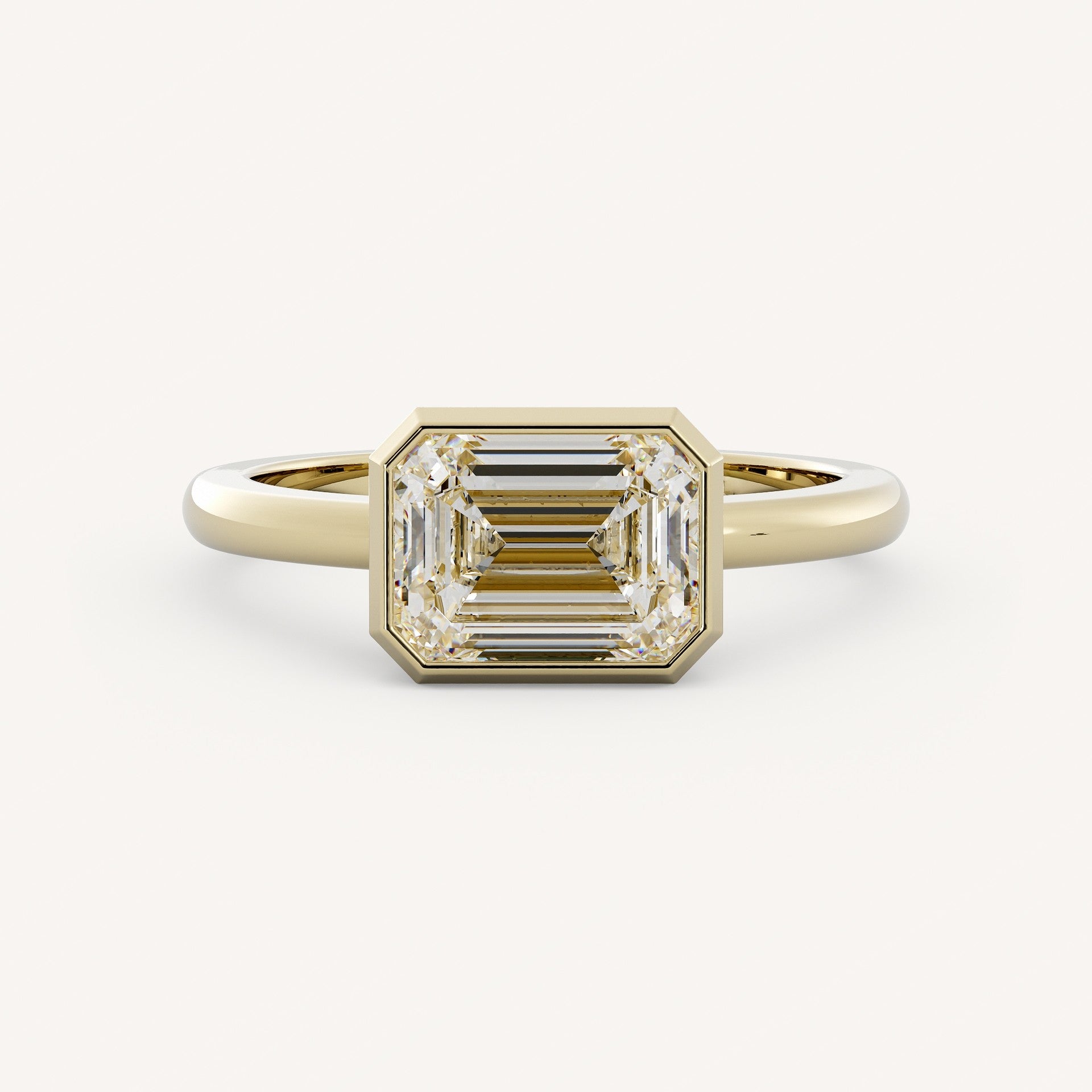 1 CT - 3 CT Emerald Cut Lab grown Diamond Bezel Setting Solitaire Engagement Ring
