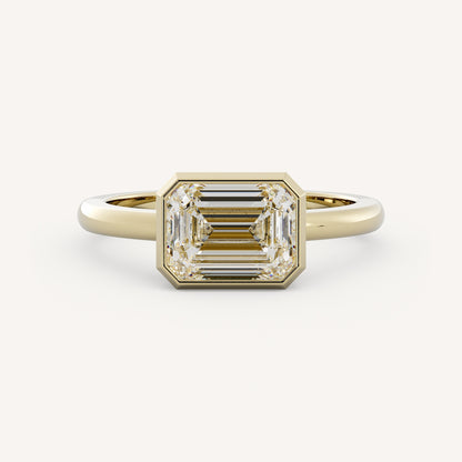 1 CT - 3 CT Emerald Cut Lab grown Diamond Bezel Setting Solitaire Engagement Ring