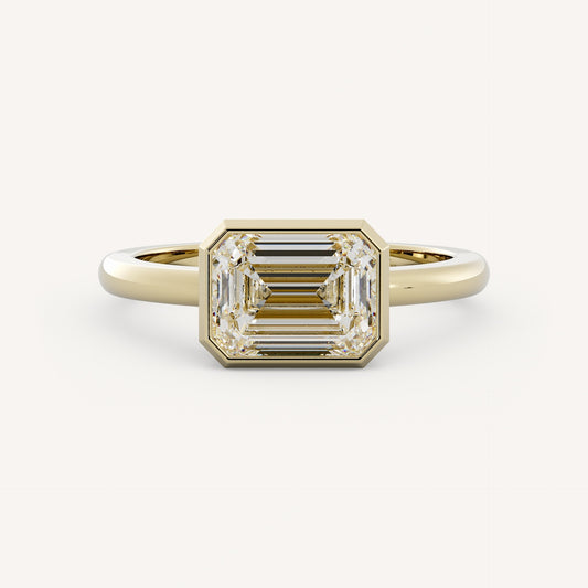 1 CT - 3 CT Emerald Cut Lab grown Diamond Bezel Setting Solitaire Engagement Ring