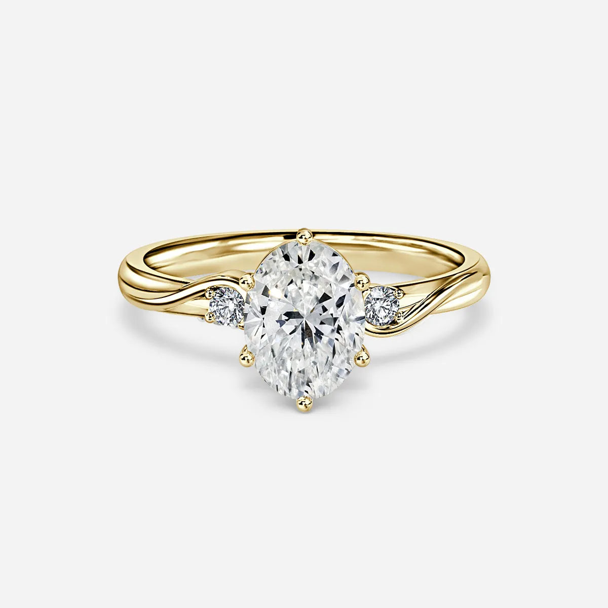 1 CT - 2 CT Oval Cut Three Stone Twisted Moissanite Engagement Ring
