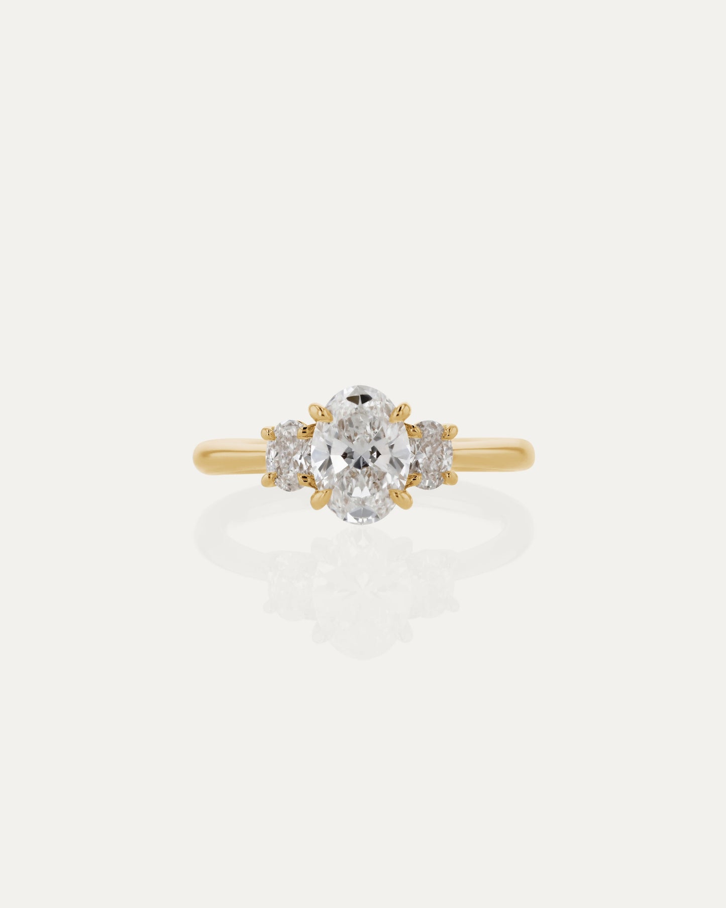1 CT - 2 CT Oval Cut Lab grown Diamond Three Stone Engagement Ring