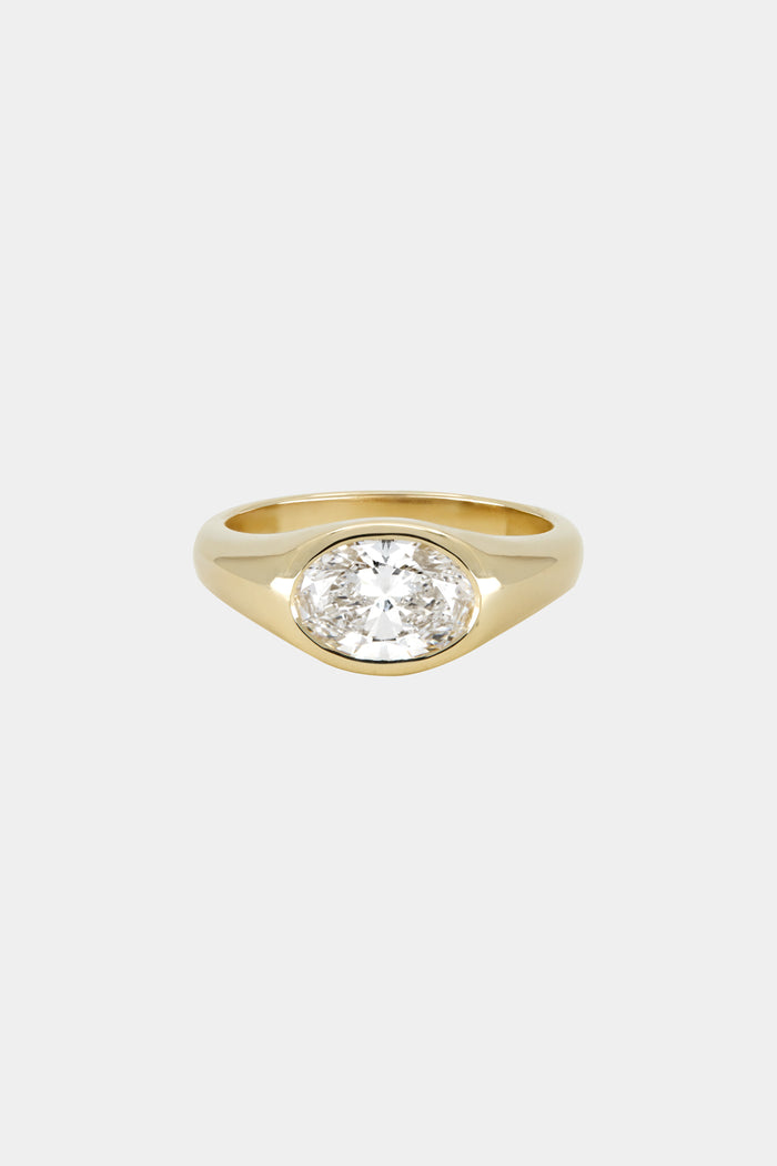 1.5 CT Oval Cut Lab grown Diamond Bezel Setting Solitaire Engagement Ring