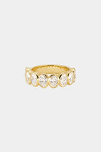 1.1 TCW Oval Moissanite Bezel Set Half Eternity Wedding Band