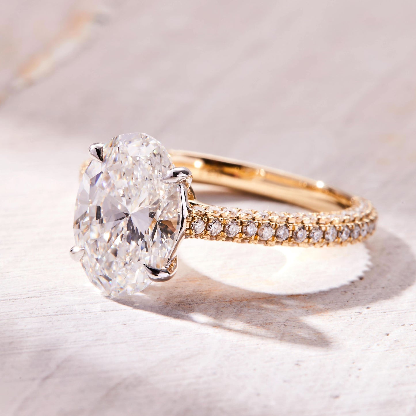 2.5 CT Oval Cut Hidden Halo & Triple Pave Moissanite Engagement Ring