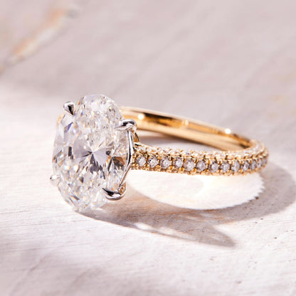 2.5 CT Oval Cut Hidden Halo & Triple Pave Moissanite Engagement Ring