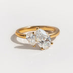 1.9 CT TCW Pear Cut Two Stone Moissanite Engagement Ring