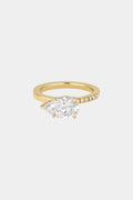 2 CT Pear Cut Lab grown Diamond Half Pave Engagement Ring