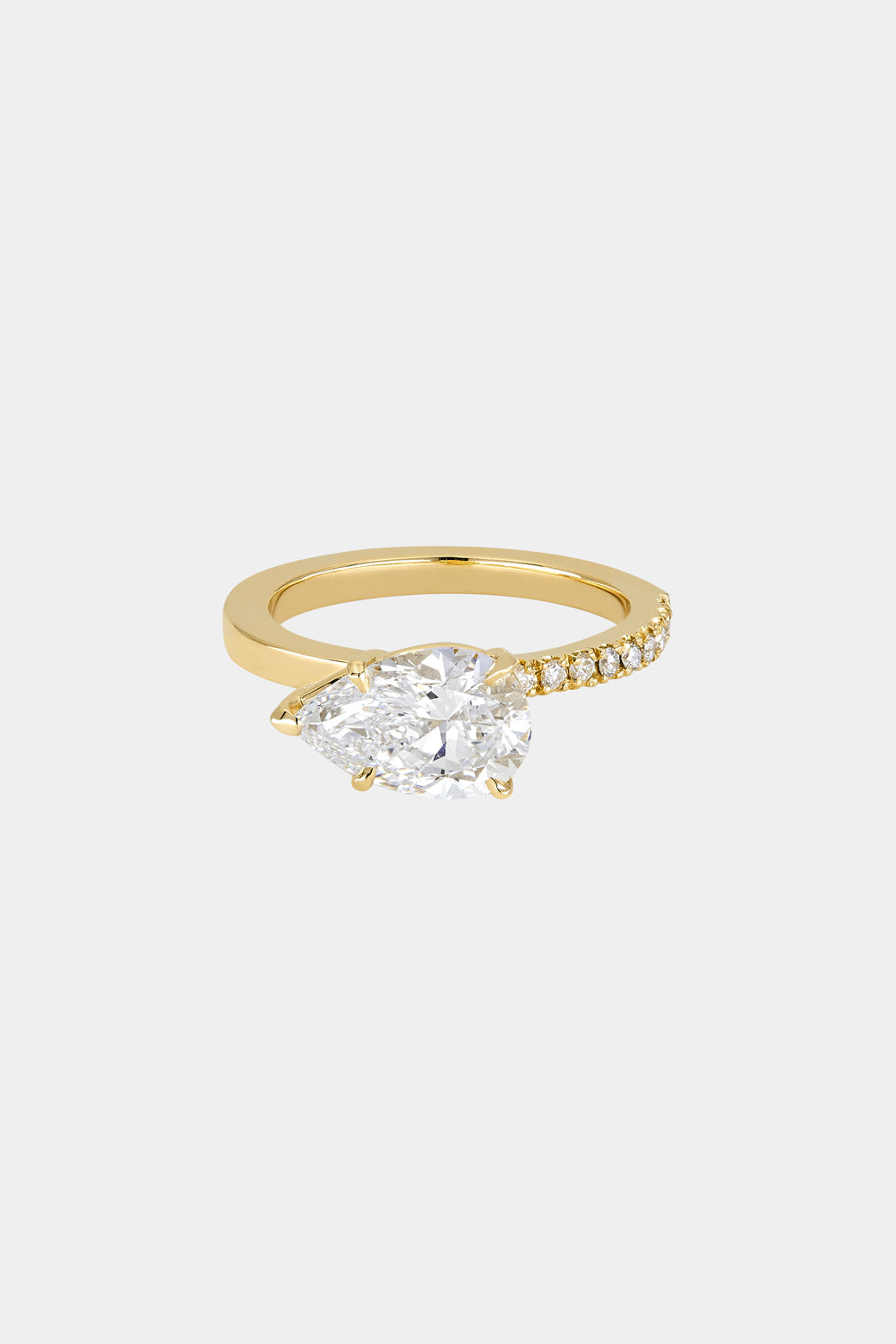2 CT Pear Cut Lab grown Diamond Half Pave Engagement Ring