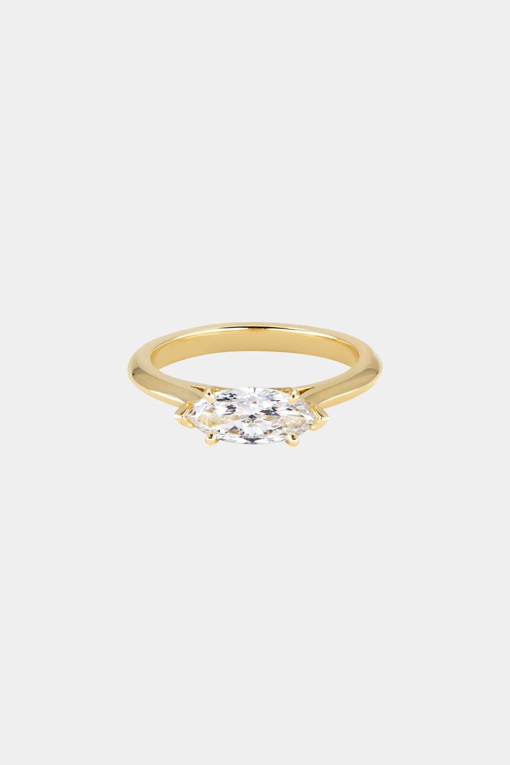 0.8 CT - 1.8 CT East-West Marquise Cut Lab grown Diamond Solitaire Engagement Ring