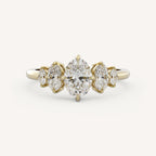 1.2 TCW Oval Cut Lab grown Diamond Five Stone Engagement Ring