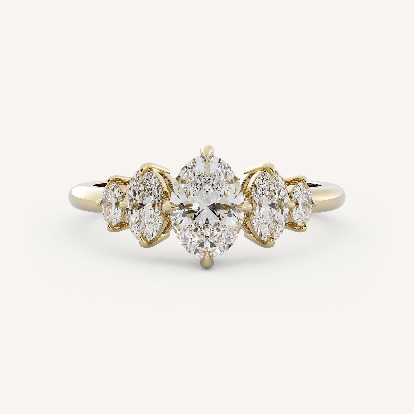 1.2 TCW Oval Cut Lab grown Diamond Five Stone Engagement Ring