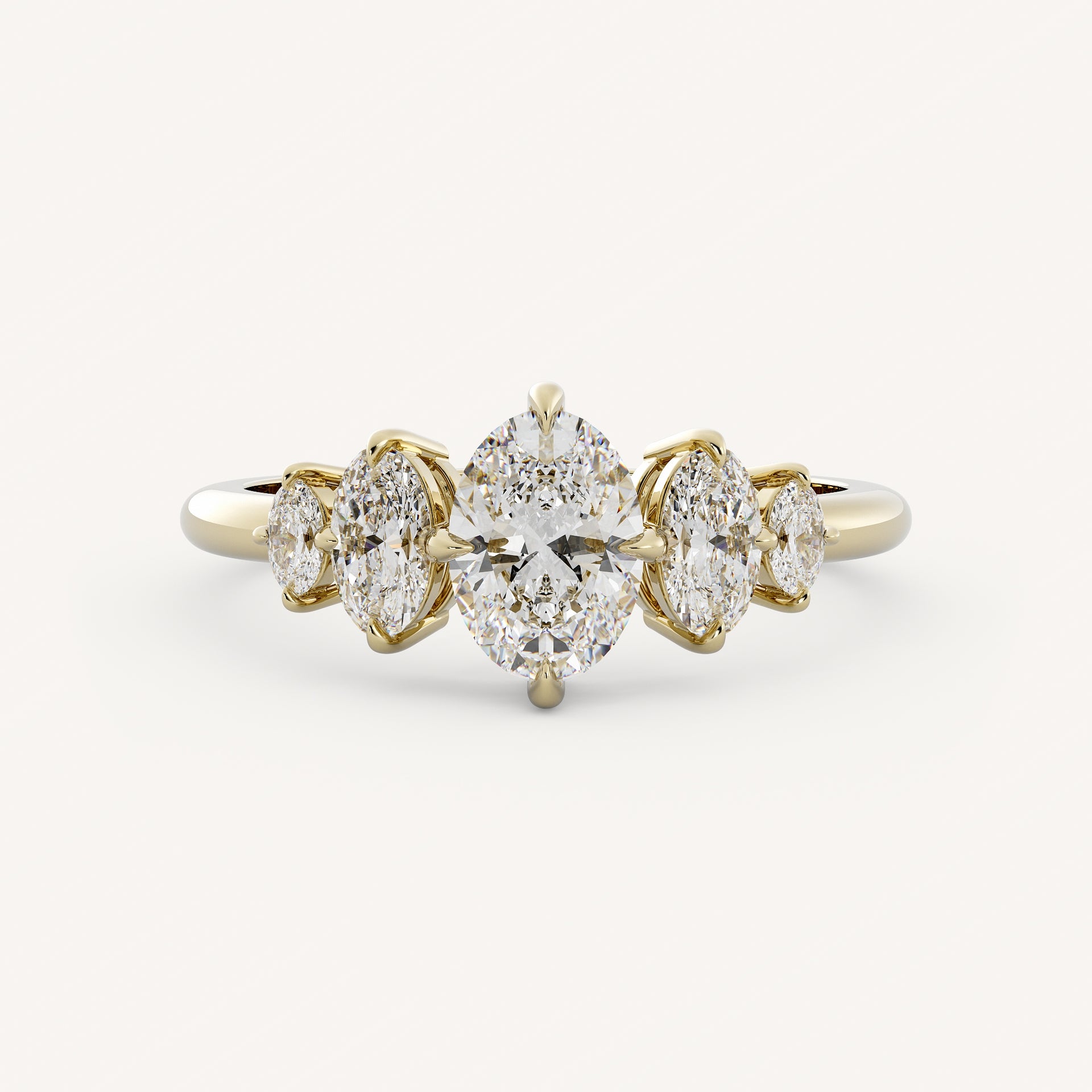 1.2 TCW Oval Cut Lab grown Diamond Five Stone Engagement Ring