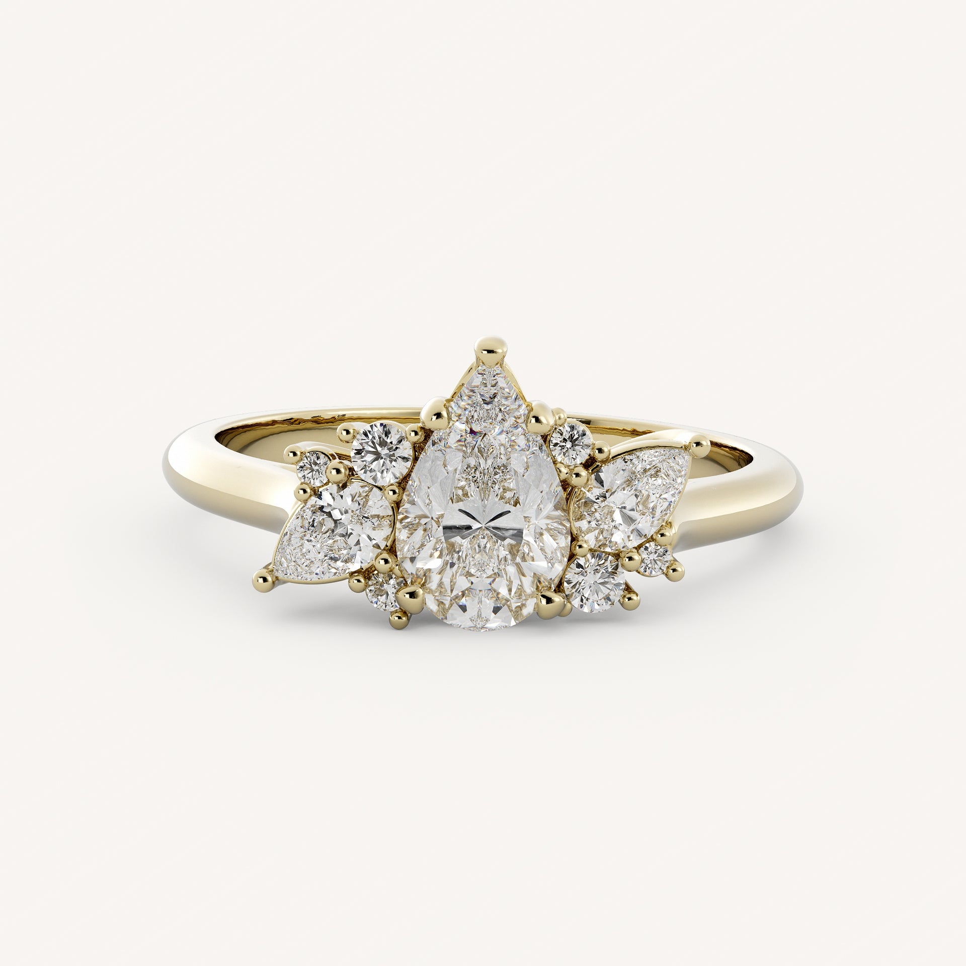 0.8 CT - 1.25 CT Pear Cut Lab grown Diamond Cluster Engagement Ring
