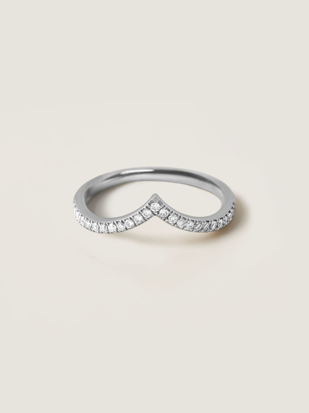 0.2 TCW Round CVD Diamond Pave V-Shaped Wedding Band