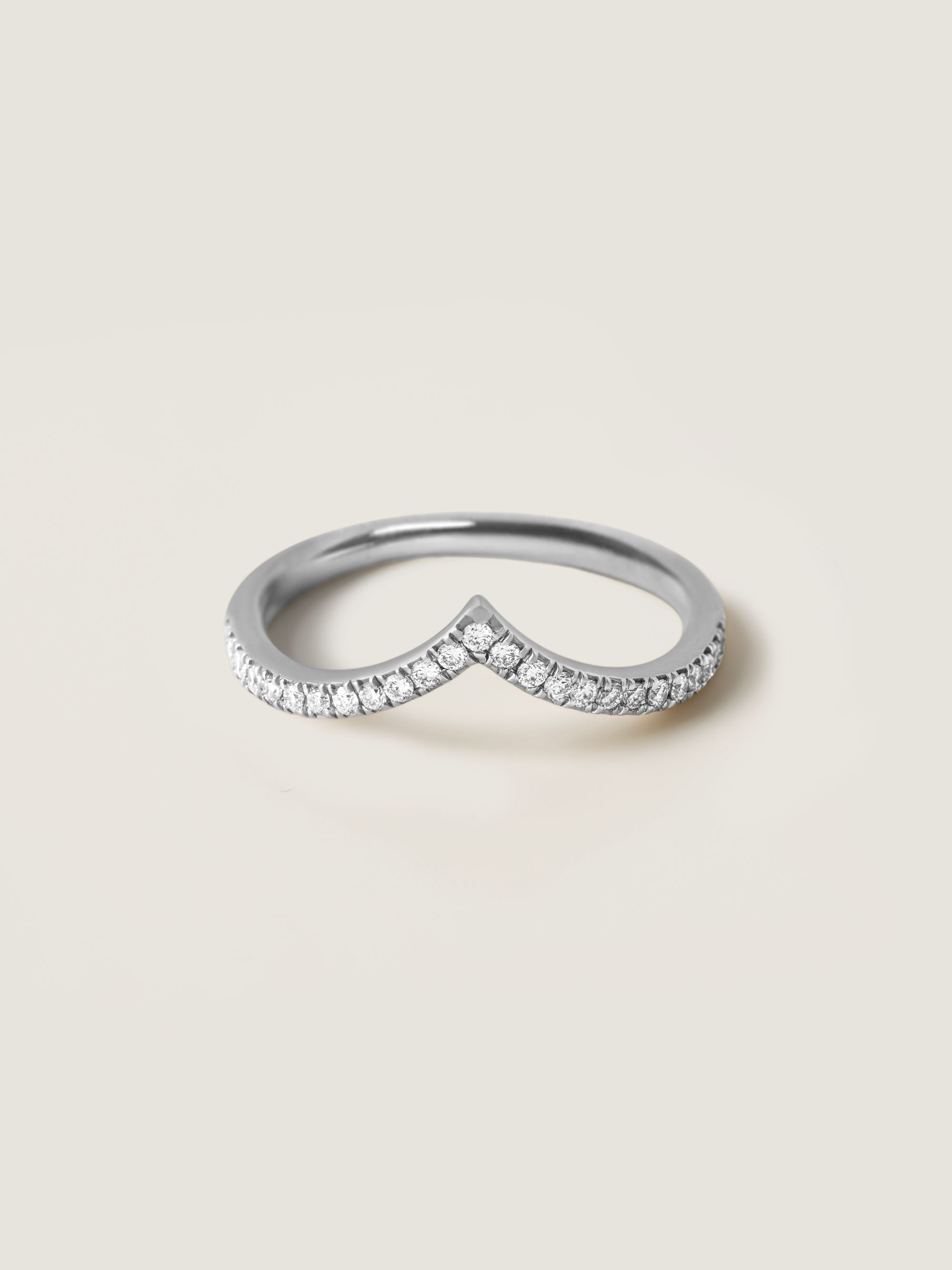 0.2 TCW Round CVD Diamond Pave V-Shaped Wedding Band