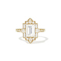 1.5 CT Emerald Cut Moissanite Art Deco Mosaic Engagement Ring
