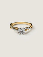 0.9 CT - 2.9 CT Round Cut Lab grown Diamond Twisted Pave Setting Engagement Ring