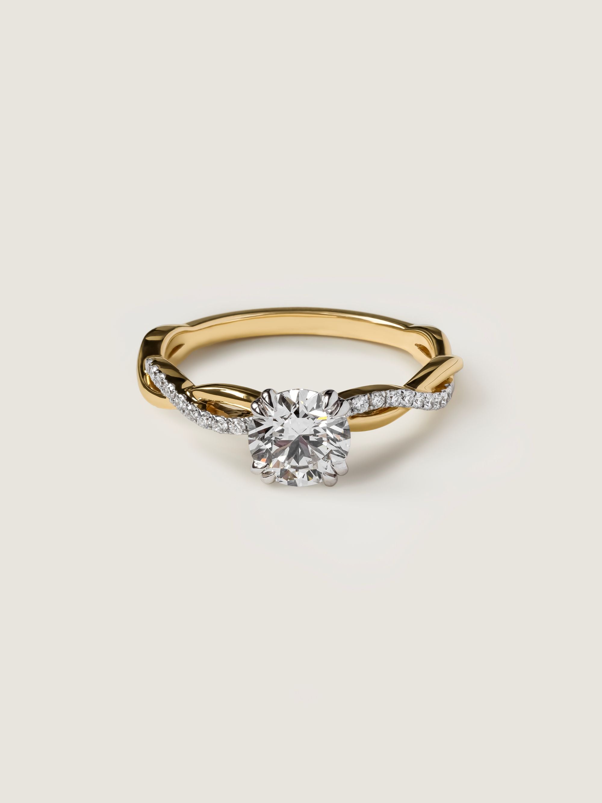 0.9 CT - 2.9 CT Round Cut Lab grown Diamond Twisted Pave Setting Engagement Ring
