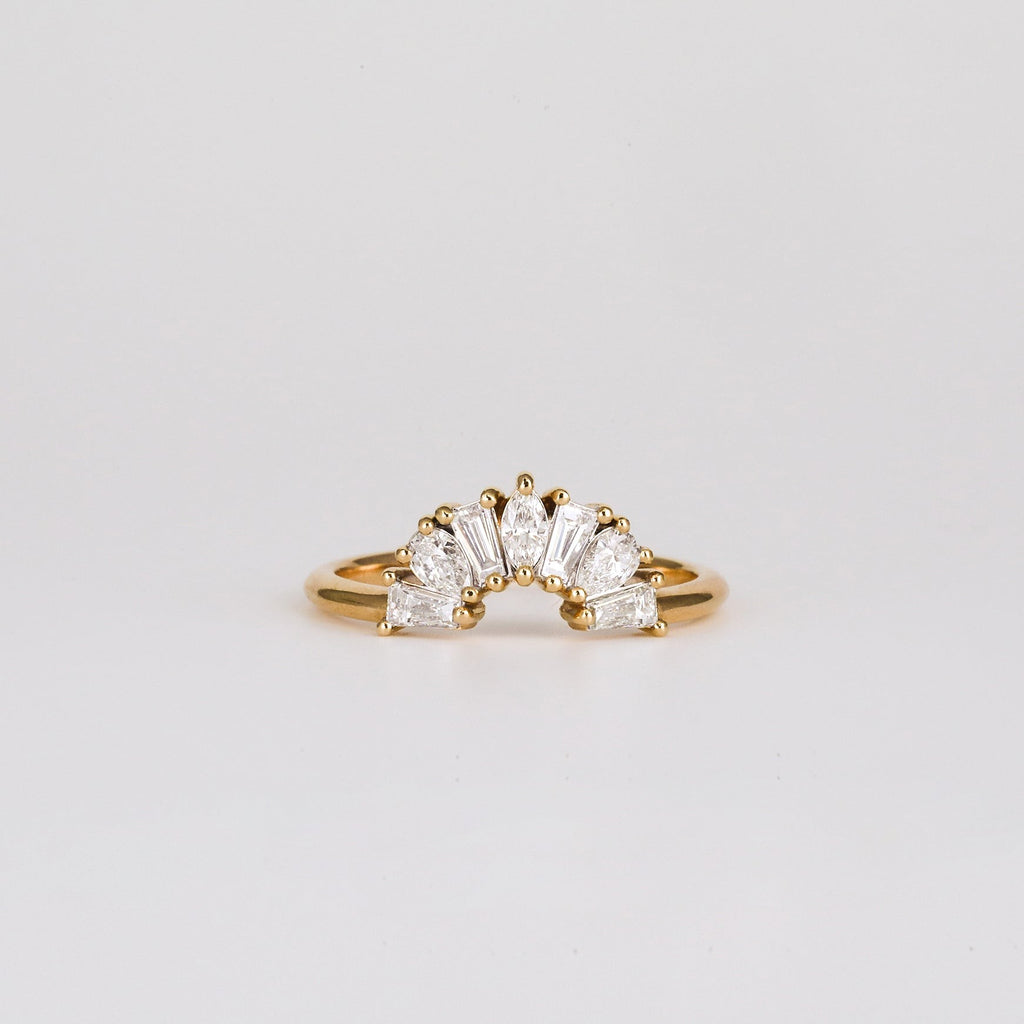 0.6 TCW Multi Shape CVD Diamond Fan Curved Wedding Band
