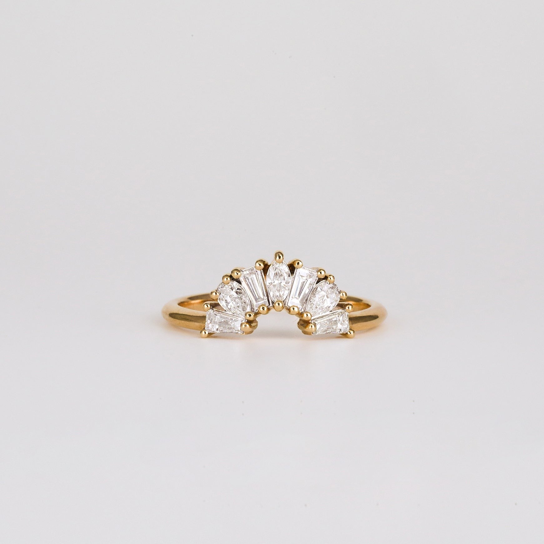 0.6 TCW Multi Shape CVD Diamond Fan Curved Wedding Band