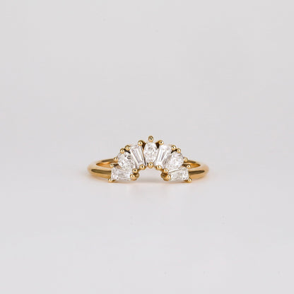 0.6 TCW Multi Shape CVD Diamond Fan Curved Wedding Band