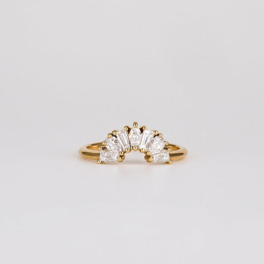 0.6 TCW Multi Shape CVD Diamond Fan Curved Wedding Band