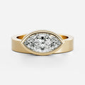 1.5 CT - 2.5 CT East-West Marquise Cut Bezel Solitaire Moissanite Engagement Ring