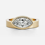 1.5 CT - 2.5 CT East-West Marquise Cut Bezel Solitaire Moissanite Engagement Ring